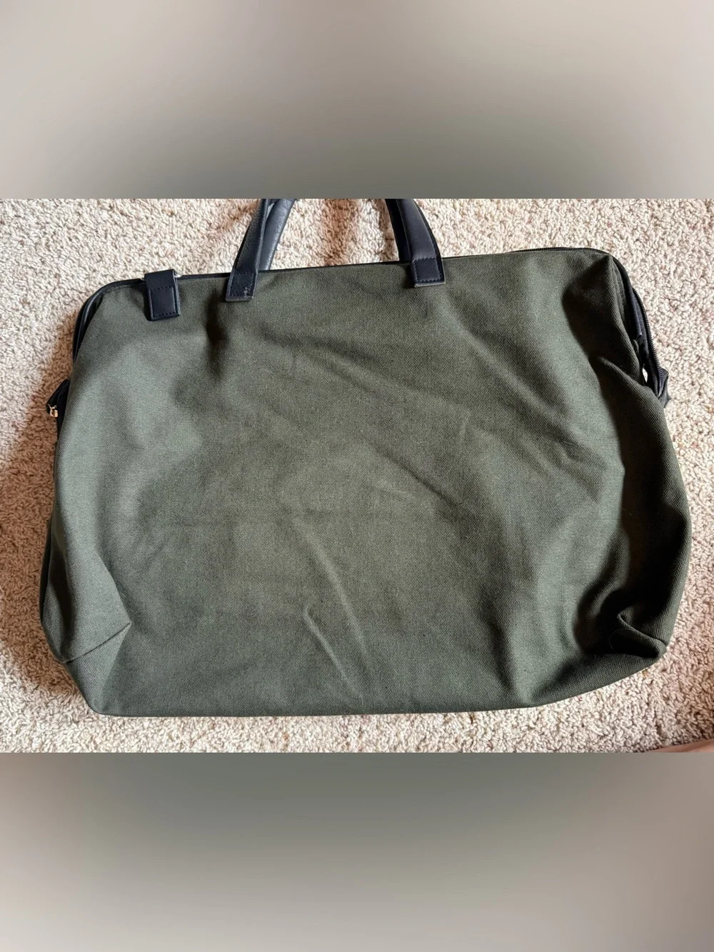 NEW John Varvatos Men's Olive Green Canvas Weekender With Shoulder Straps